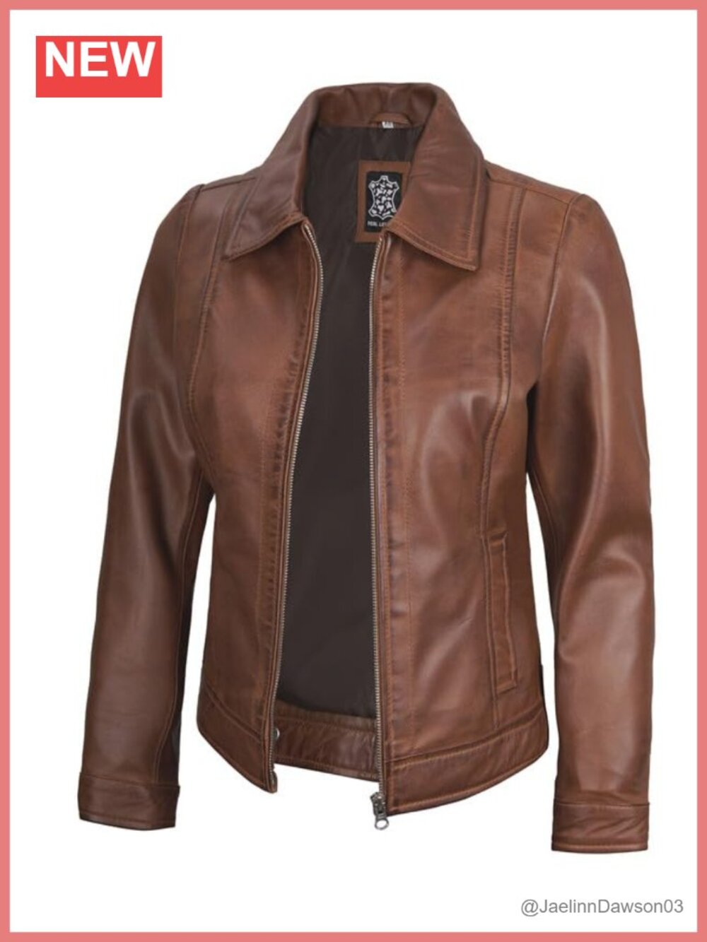 Real Lambskin Leather Vintage Style Jacket Zip Up Pockets